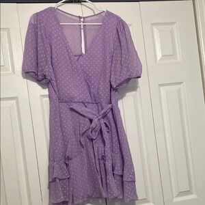 Purple Polka Dot Wrap Dress